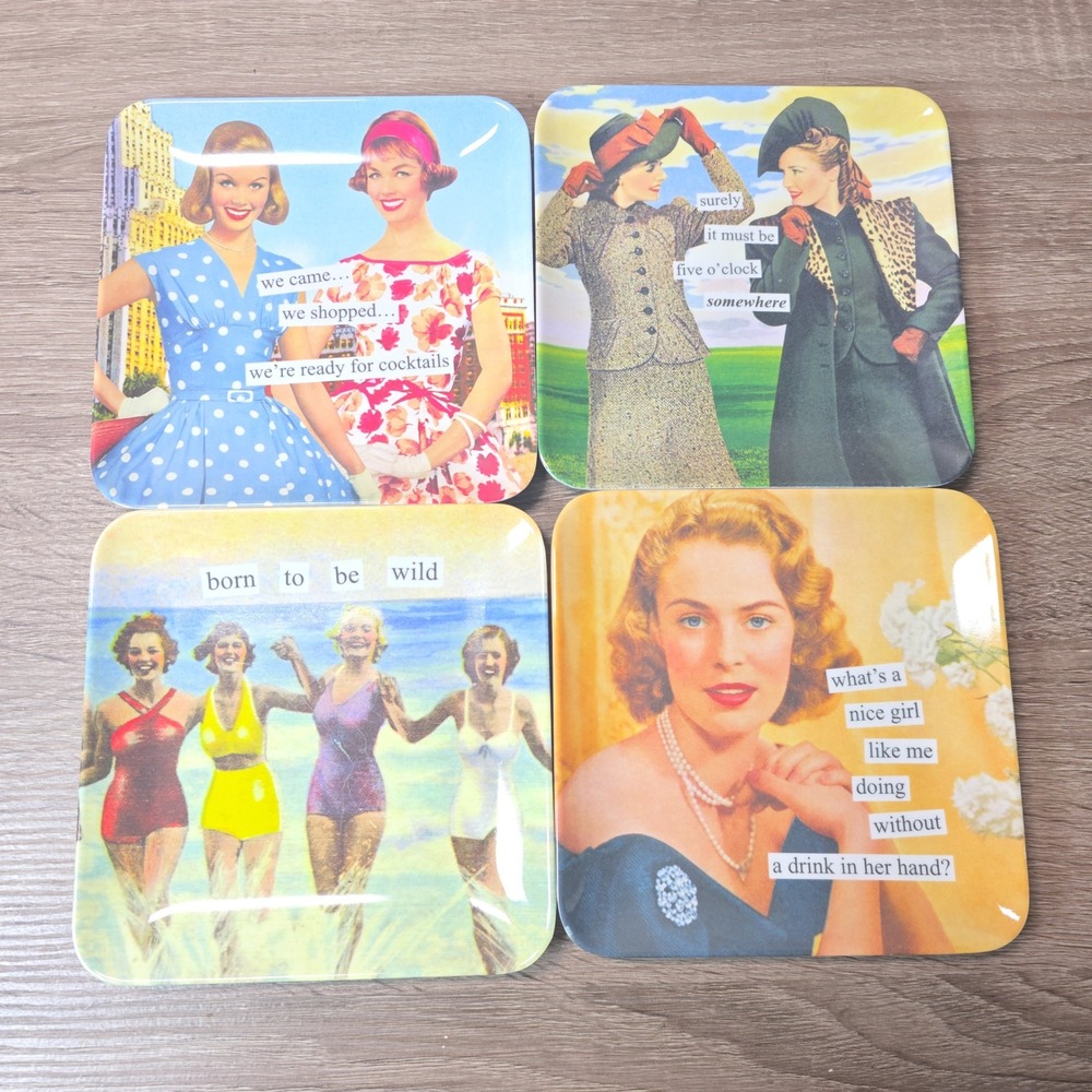 Vintage Style Retro Ladies Melamine Appetizer Plates Set of 4 Humorous Quotes